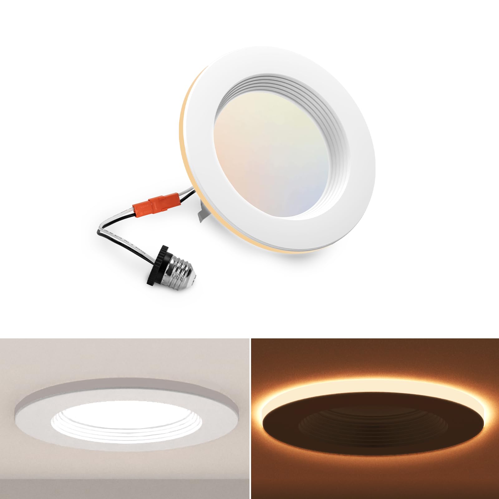 POWERASIA 1 Pack 4 Inch LED Metal Recessed Lighting with Night Light