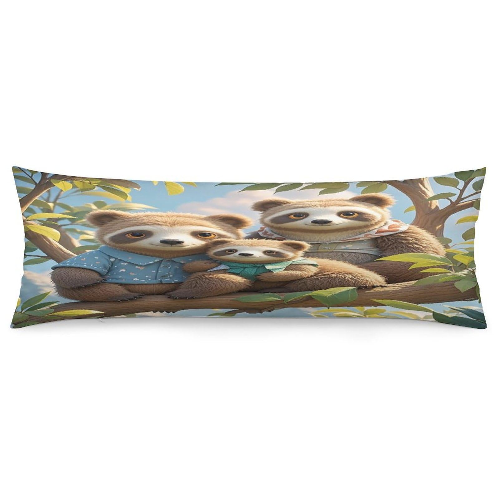 Sloth Family Pillowcase Decorative Long Body Pillow Case Soft Breathable Body Pillow Cover Modern Large Pillowcase Cute Body Pillow Pillowcases for Bedroom Couch 18.9 X 53 Inch