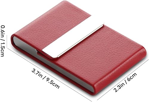 Miniatura 2 de Paquete de 2 tarjeteros de presentación, funda de piel sintética para tarjetas de presentación, pantalla delgada de metal, caja de tarjetas de
