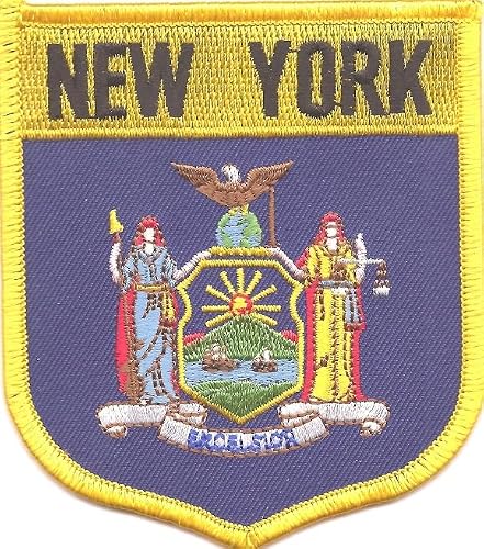 New York State Shield Patch 3⅛ x 3½ Embroidered Iron‑On Sew‑On Emblem