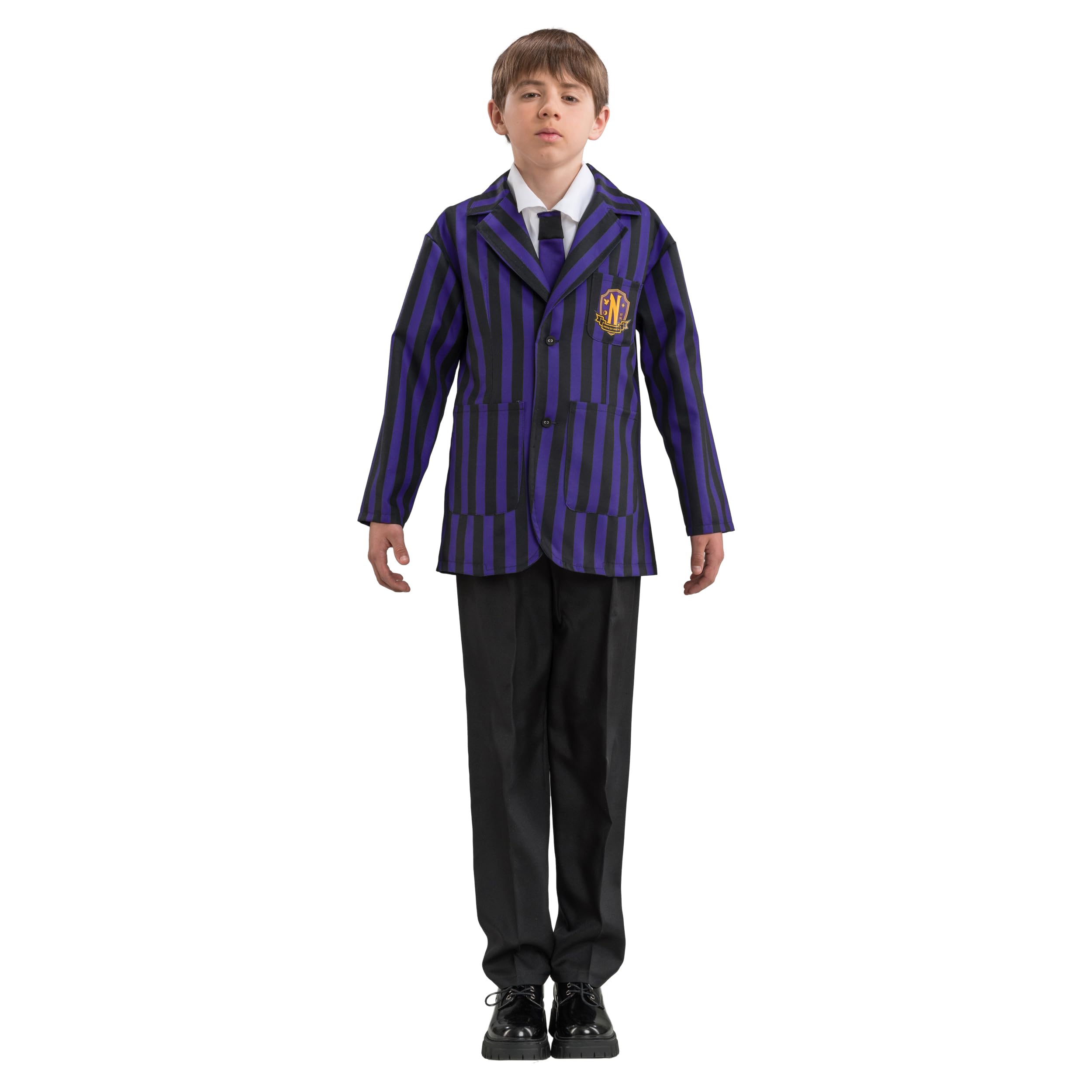 Chaks - Uniforme scolaire Xavier Thorpe pour garçon, ensemble 3 pièces | Costume officiel de Mercredi, veste, pantalon et cravate, Halloween, carnaval et soirée à thème, Nevermore Academy