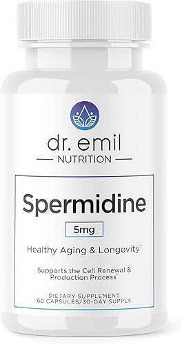DR. EMIL NUTRITION Suplementos de espermidina de 5 mg para hombres y mujeres Suplemento para el envejecimiento Espermidina pura 3HCL y tiamina 20