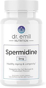 DR. EMIL NUTRITION Spermidine 5mg - Spermidine Supplements for Men & Women - Aging Supplement with Pure Spermidine 3HCL & Thiamin 20mg - 60 Capsules, 30 Day Supply