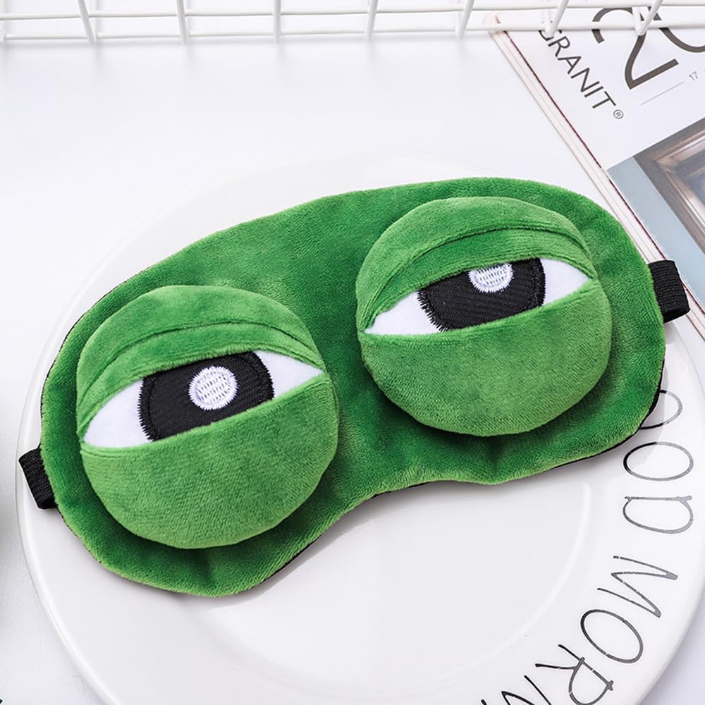 Mascherina per Dormire,3D Mascherina per Dormire Cartone Animato Rana eyeshade verde Maschera per occhi da rana per Dormire Cartone Animato Rana