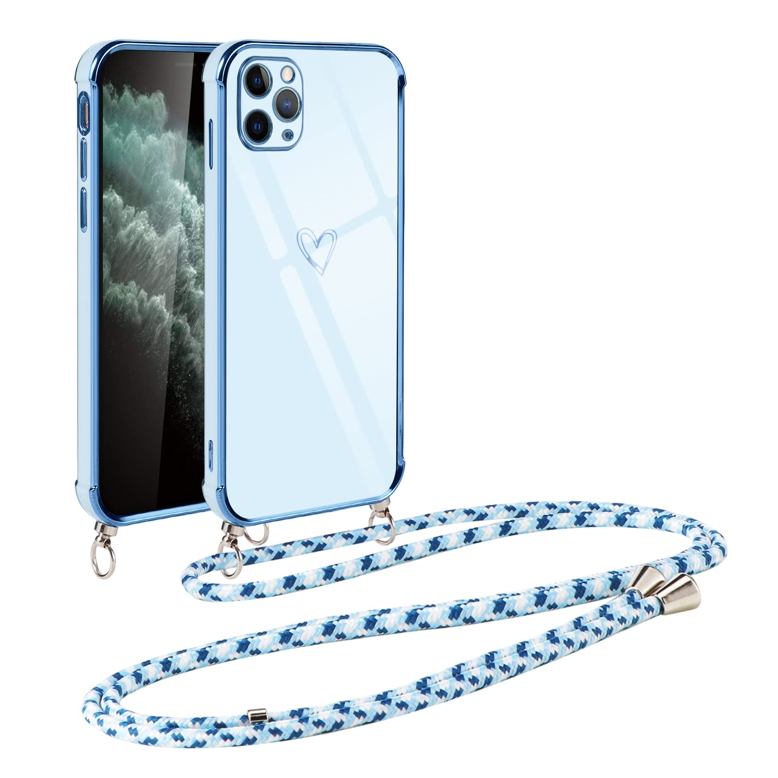 Custodia IPhone XS/X Con Collana A Cuori - Cover Silicone Morbida Antishock Con Cordino Regolabile