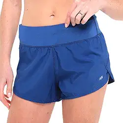 Shorts Feminino Trifil Academia Treino e Corrida - Azul com Elástico, Cordão e Bermuda Interna Tam. GG