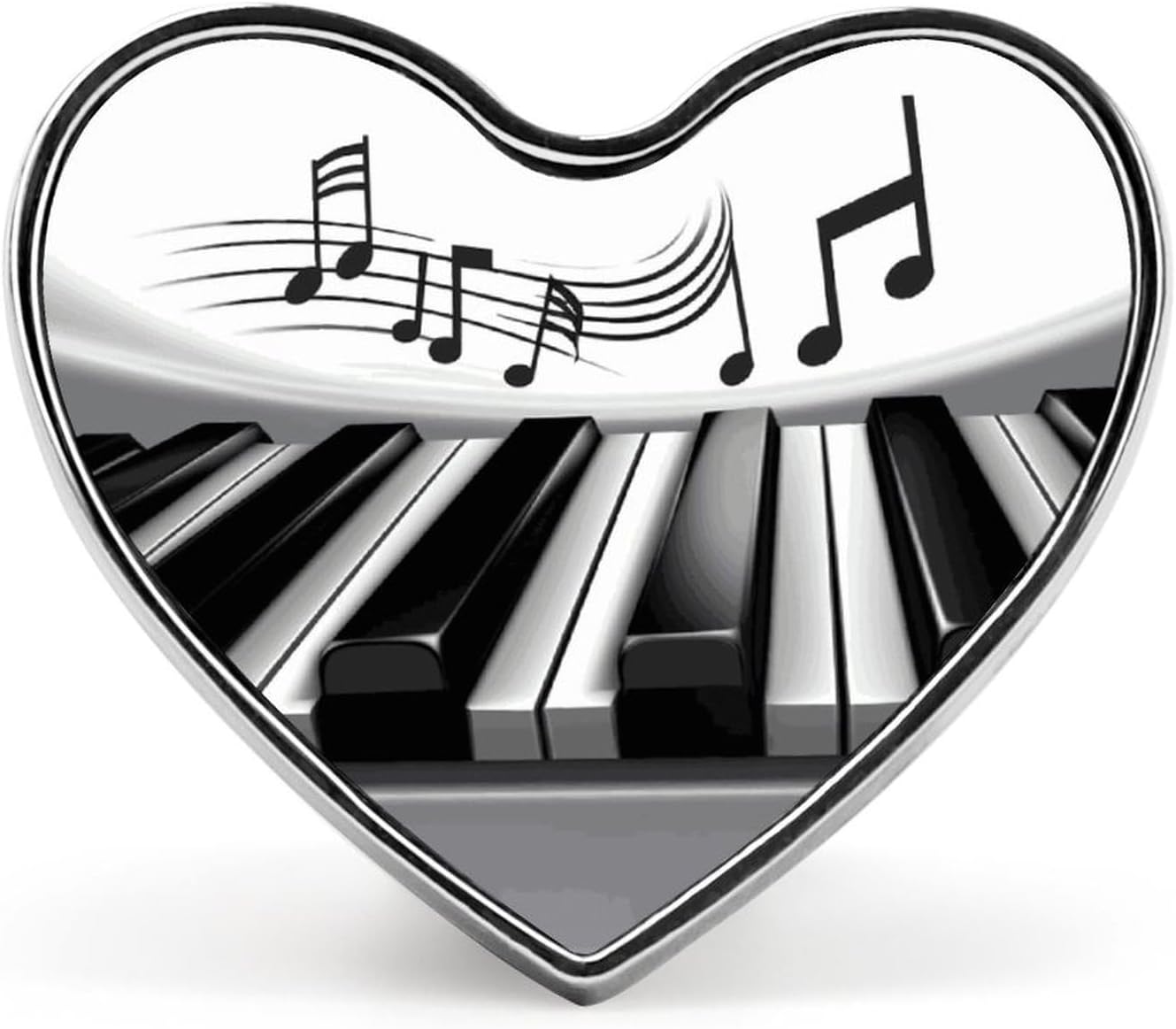 Piano Music Symbol Badges Heart with Button Design, Personalized Picture Pin Brooches, Heart Badge Holders for Decorate Hat Shirt Clothing Bag Accessories