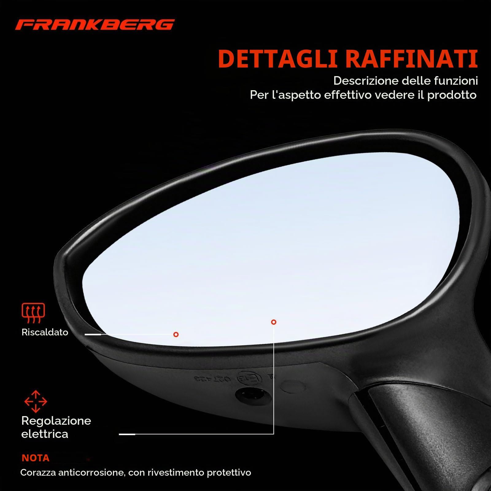 Frankberg Specchietto retrovisore esterno elettrico sinistro a 5 Poli