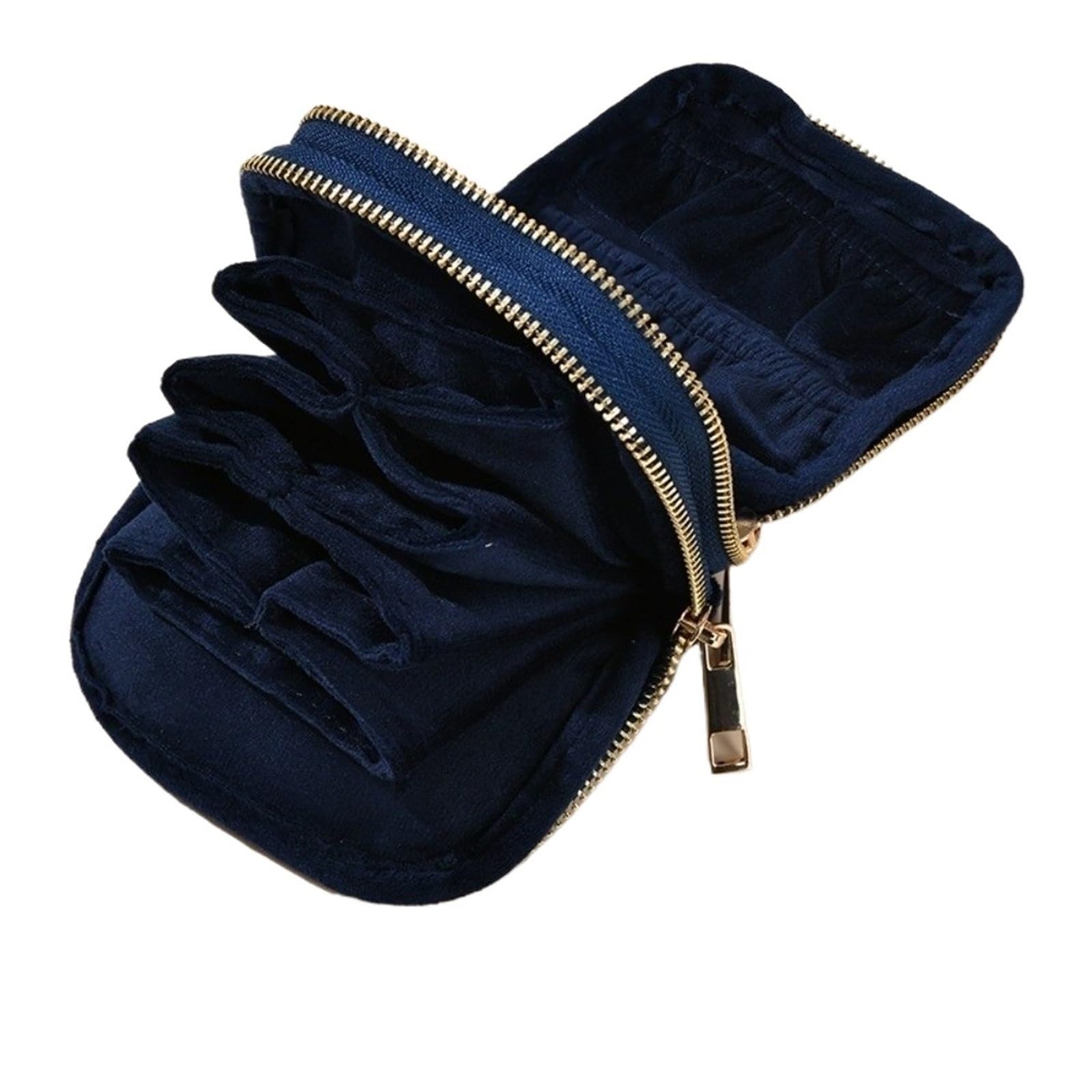 FDzkrtvm Transparent Jewelry Storage Book, Double Layer Small Flannel Jewelry Pouch For Travel With Separate Compartments, Multicolor(Dark Blue)