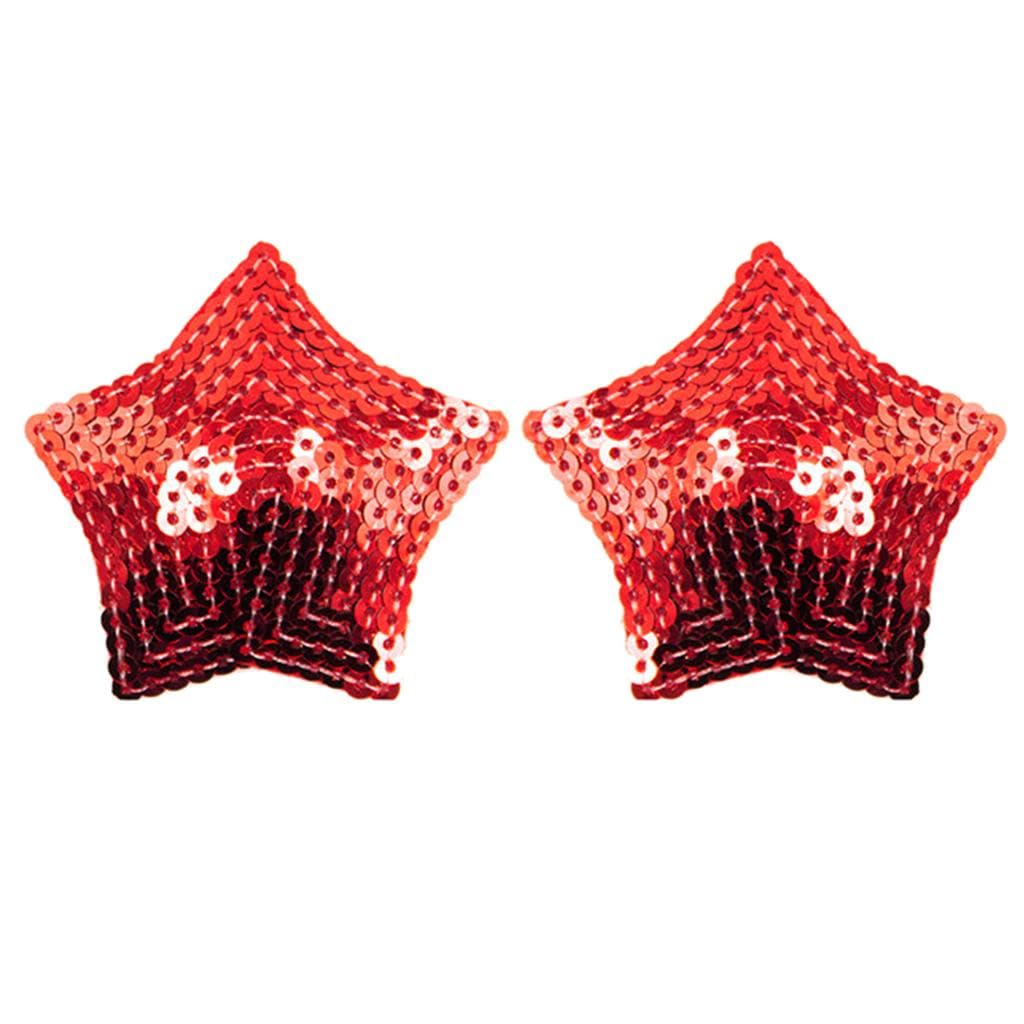 ™ 2 Pieces Women Nip Cover Sequin Star Shape Pasties Lingerie Red-image-10