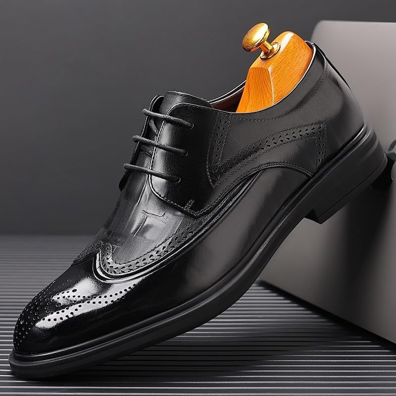 Men Leather Oxford Dress Shoes Round Toe Block Heel Rubber Sole Non Slip Party Italian Luxury Comfortable Wedding Office Business Formal Elegant2