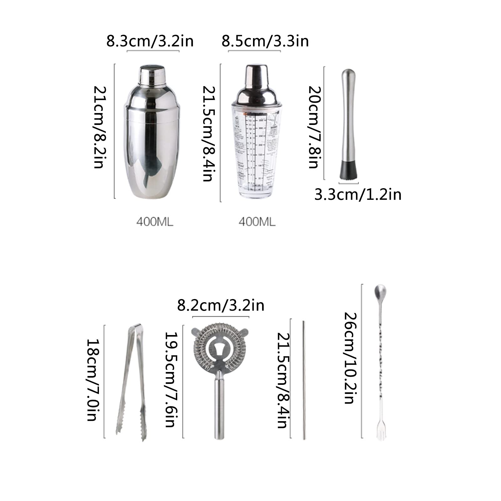 Juego de Coctelera Martini Shaker Cocktail Shaker Set,Perfect Home Bartender Kit para mezcla de bebidas,conjunto de herramientas de té de limón hecho a mano para la tienda de té de leche Agitador de C
