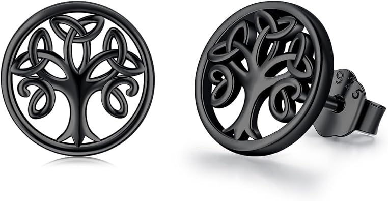 Tree of Life Stud Earrings 925 Sterling Silver Celtic Earrings Jewelry Christmas Gifts for Women Christmas Stocking Stuffers