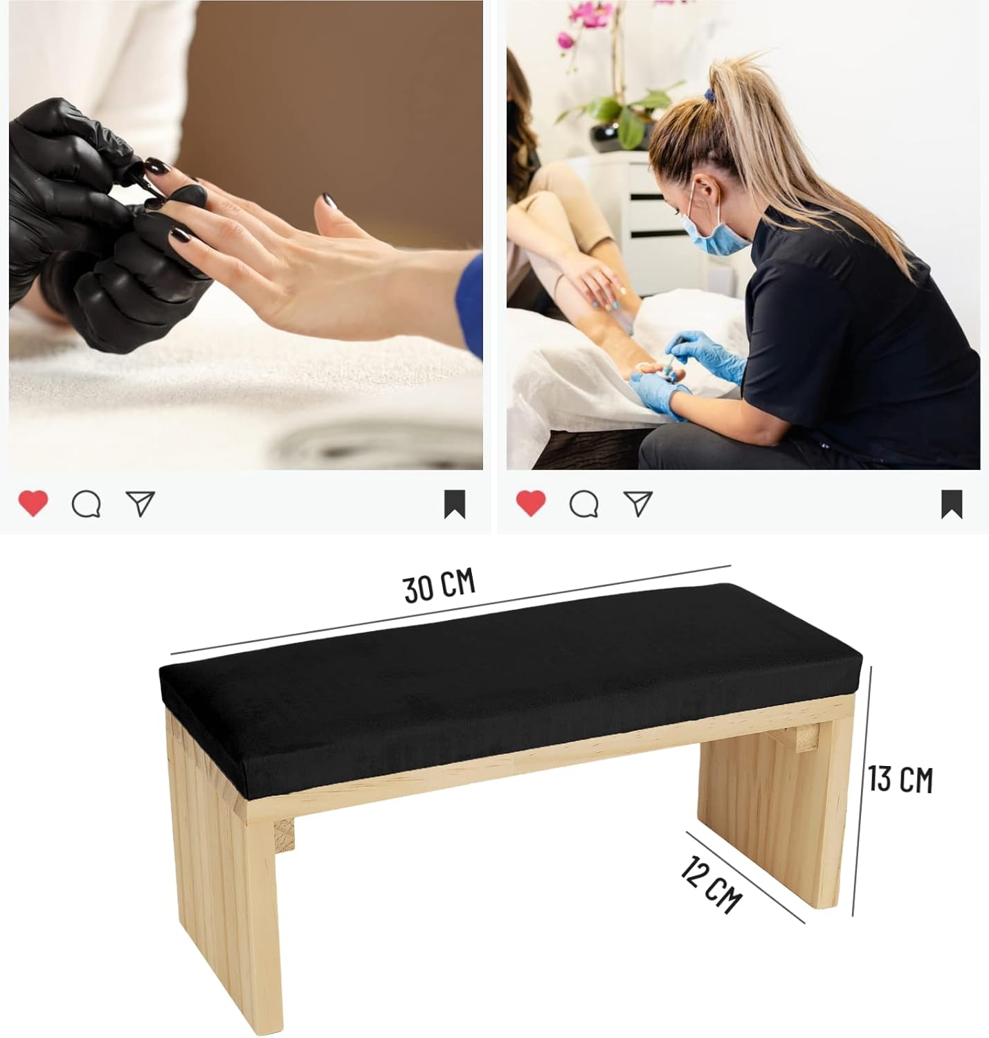 Cryfokt Nail Arm Rest Manicure Table Station for Nail Polish, PU Leather Arm Rest Nail Hand Pillow Mat Soft Wooden Stand Arm Rest Cushion,Nail Art Mat Holder Hand Rest for Nail Salon