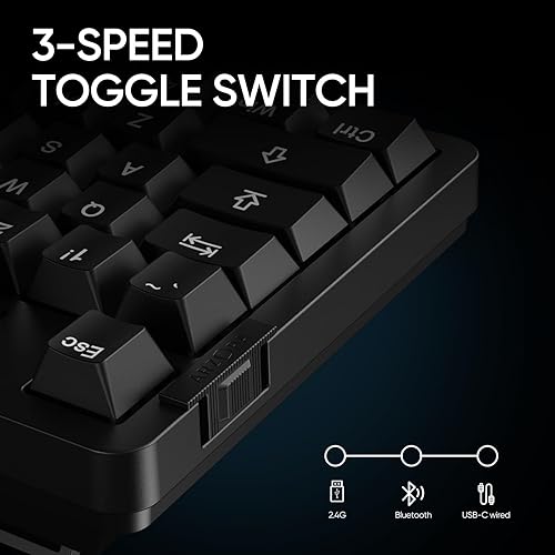 Miniatura 7 de ARZOPA Teclado mecánico inalámbrico para juegos, 87 teclas con retroiluminación RGB para montaje en PC, teclado mecánico compacto intercambiable en
