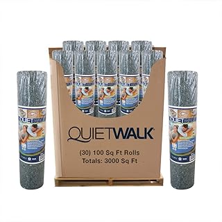 QuietWalk Pallet Laminate and Floating Wood Flooring Underlayment with Attached Vapor Barrier- Sound Reduction, Compression Resistant, Moisture Protection Covers 3000 sq ft-30 Rolls@100sf QW100B1LTPLT