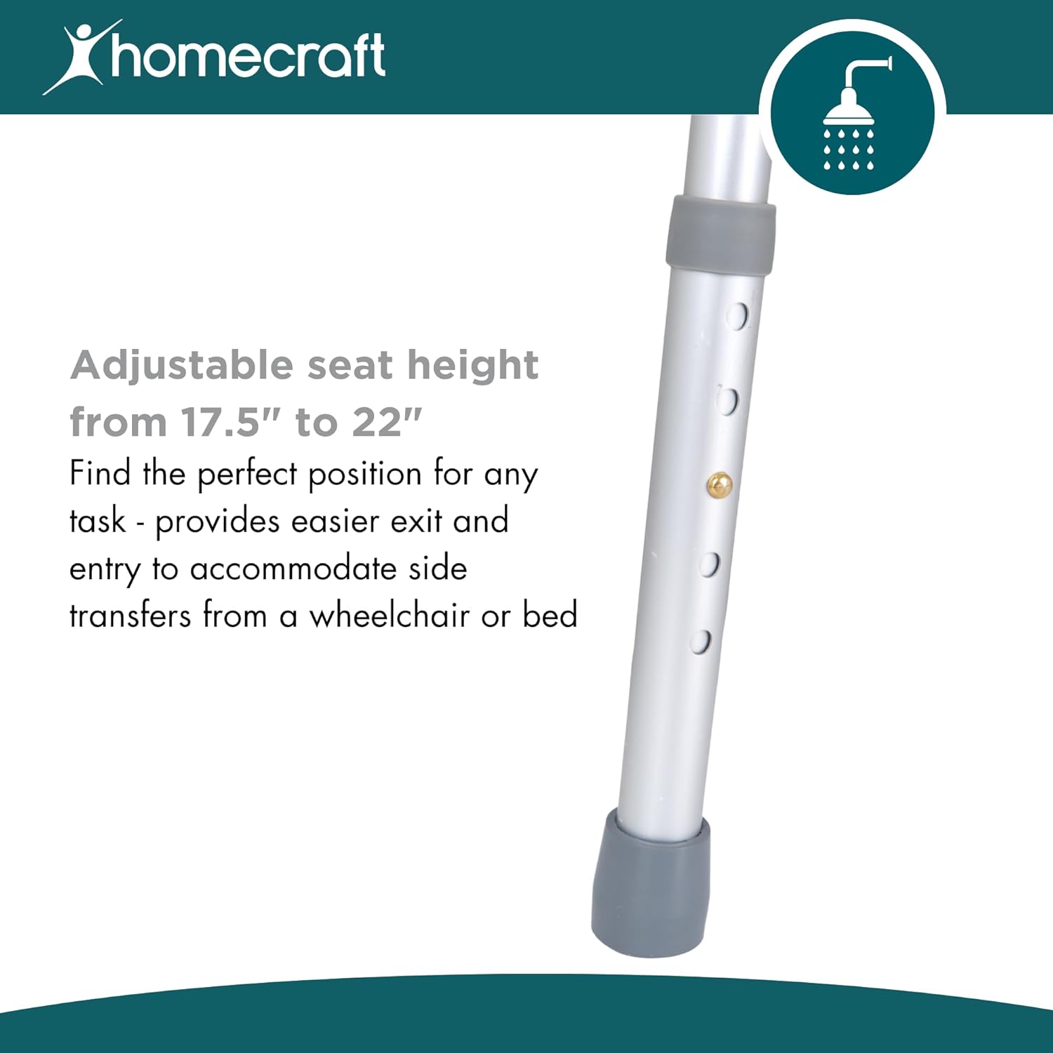 Homecraft Deluxe Bariatric Drop Arm Commode, 1000 lb Weight Capacity, Extra Wide Seat with Adjustable Height, Bedside or Over Toilet Use, Drop Arms for Easy Transfers, Includes Splash Guard & Bucket