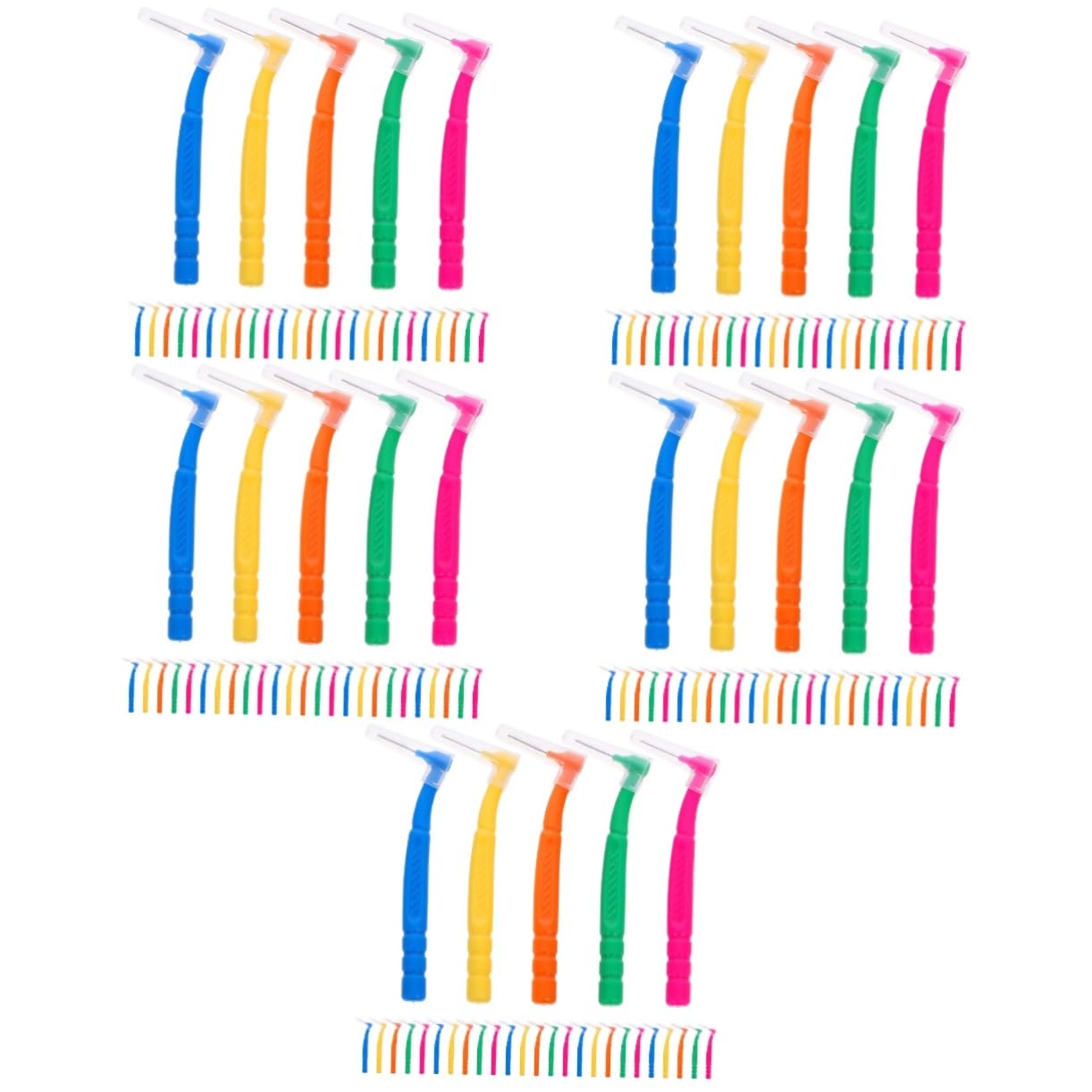 FRCOLOR 150pezzi Spazzolini Interdentali Leggeri Per Pulizia Di Spazzolini Manuali Per Denti Con Testa Piccola e Design Pratico Vari Arancione