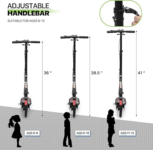 Miniatura 4 de Magshion Patinete plegable para niños de 6 a 12 años, ruedas grandes de 8 pulgadas para niños y adolescentes con 3 niveles ajustables, scooter de 2