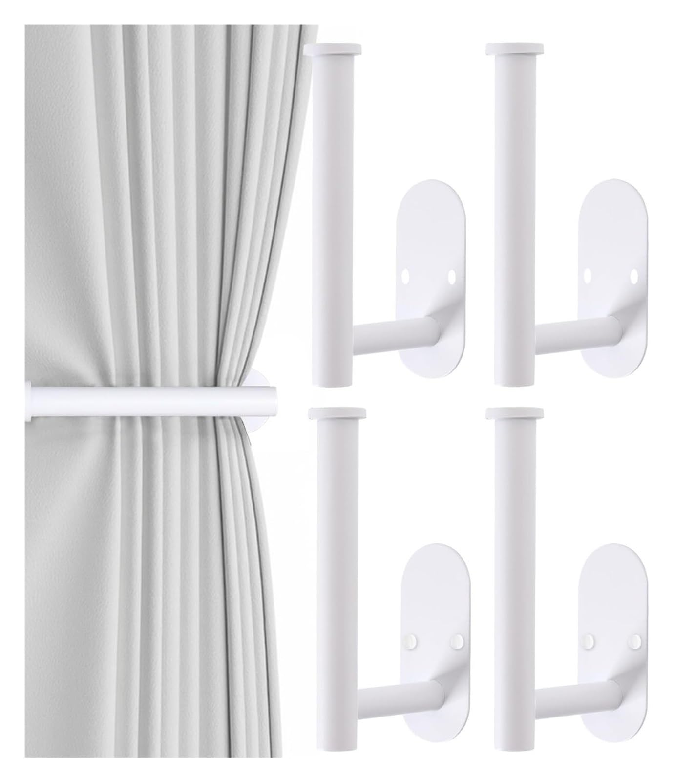 Curtain Holdbacks Adhesive Curtain Holdbacks Curtain Tie Backs Curtain Holdbacks No Drill Curtain Pull Backs Adhesive Curtain Hooks Curtain Holder(White)