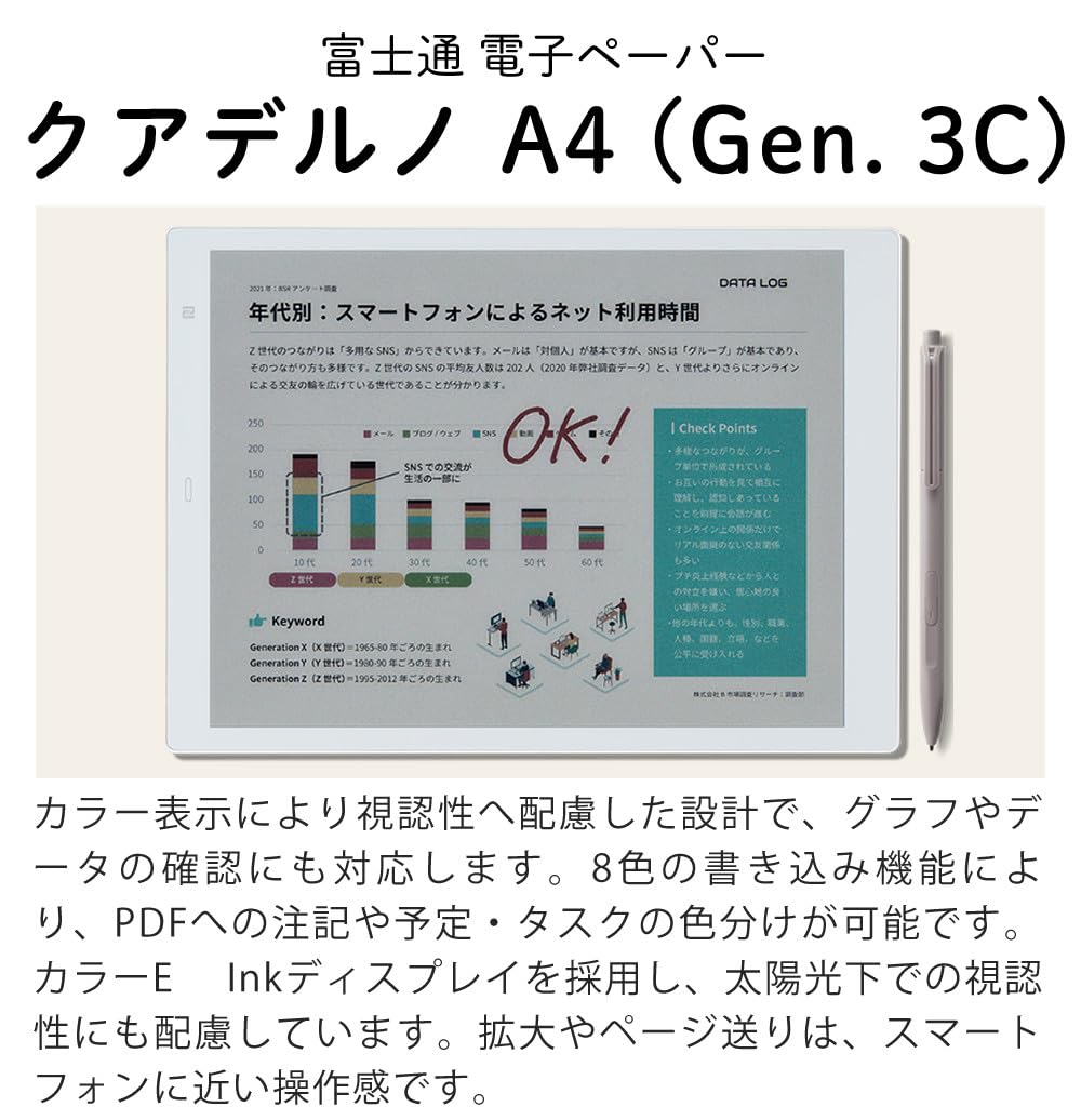 Amazon.co.jp: クアデルノ 電子ペーパー A4型 QUADERNO A4 (Gen. 3C