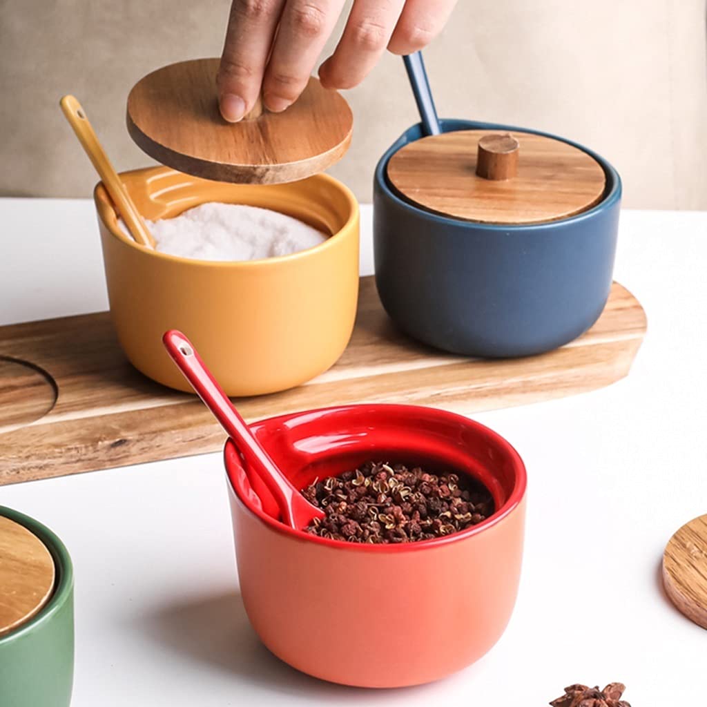Barattolo per spezie Materiale Scatola Cucina Casalinghi Combinazione Set Barattolo per condimenti Barattolo per Zucchero e Sale in Ceramica Scatola per,C