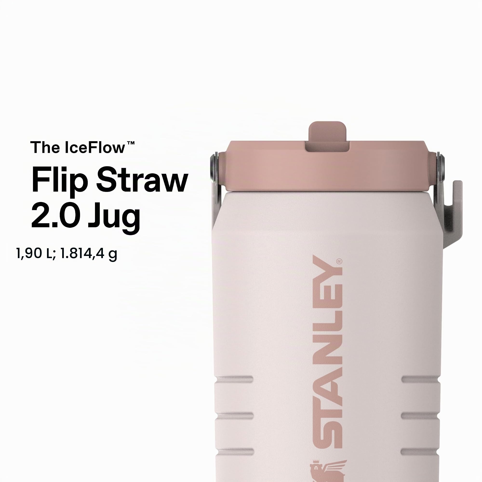 Stanley 1913 Iceflow Flip Straw 2.0 Jug 1.9L - Rose Quartz | 20 Ore Di Freddo - 4 Giorni Di Freddo - A Prova Di Perdite - Borraccia Acciaio - Senza BPA - Lavabile In Lavastoviglie