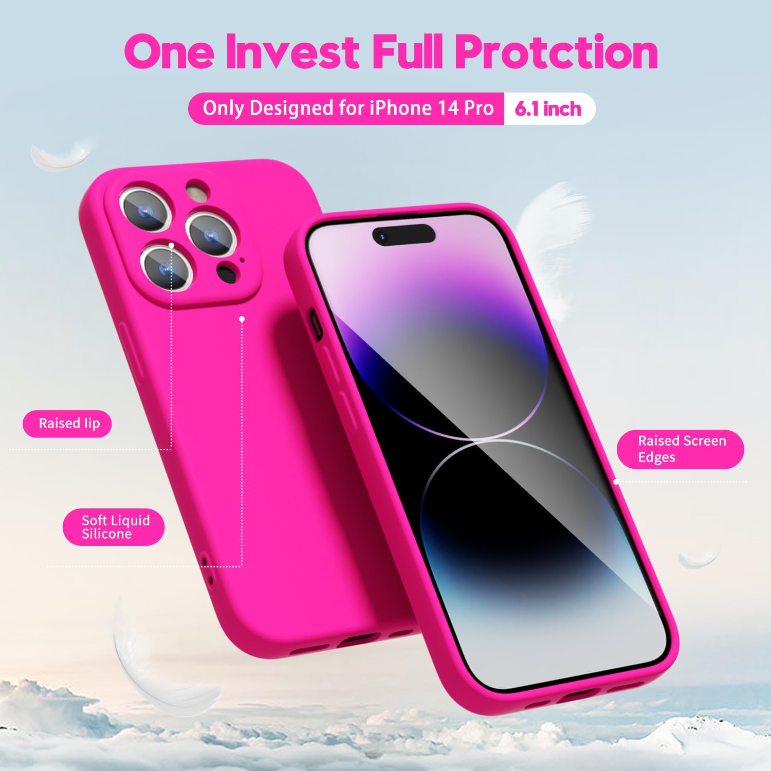 oakxco for iPhone 16 Pro Max Case Liquid Silicone, Soft Rubber Gel Elegant Aesthetic Basic Simple Cover, Cute Thin Slim TPU Matte Solid Color Plain Smooth Case for Women Girl, Light Pink — view 1140