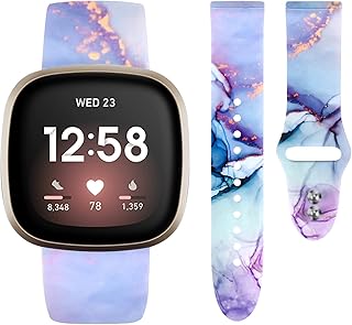 Seorsok Band Compatible with Fitbit Versa 3 /Fitbit Sense Band for Women Men, Soft Silicone Print Replacement Band Sport Band for Fitbit Versa 3/Fitbit Sense Watch Band