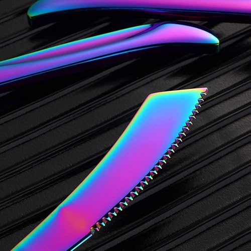 Miniatura 40 de Juego de cuchillos para carne, cuchillos de cocina de acero inoxidable dentado de alta calidad, juego de 6, aptos para lavavajillas (dorado)