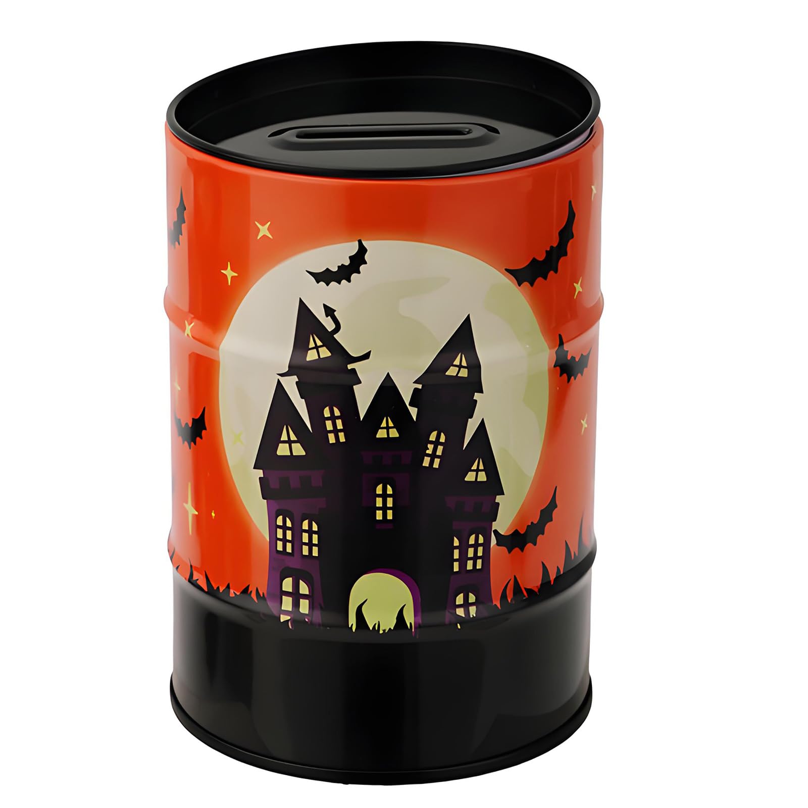 Whoasyst Compact Halloween Themed Iron Change Jar Holiday Themed Money Holder for Organizing Loose Coin in Styles Pumpkin Specter Savings Box