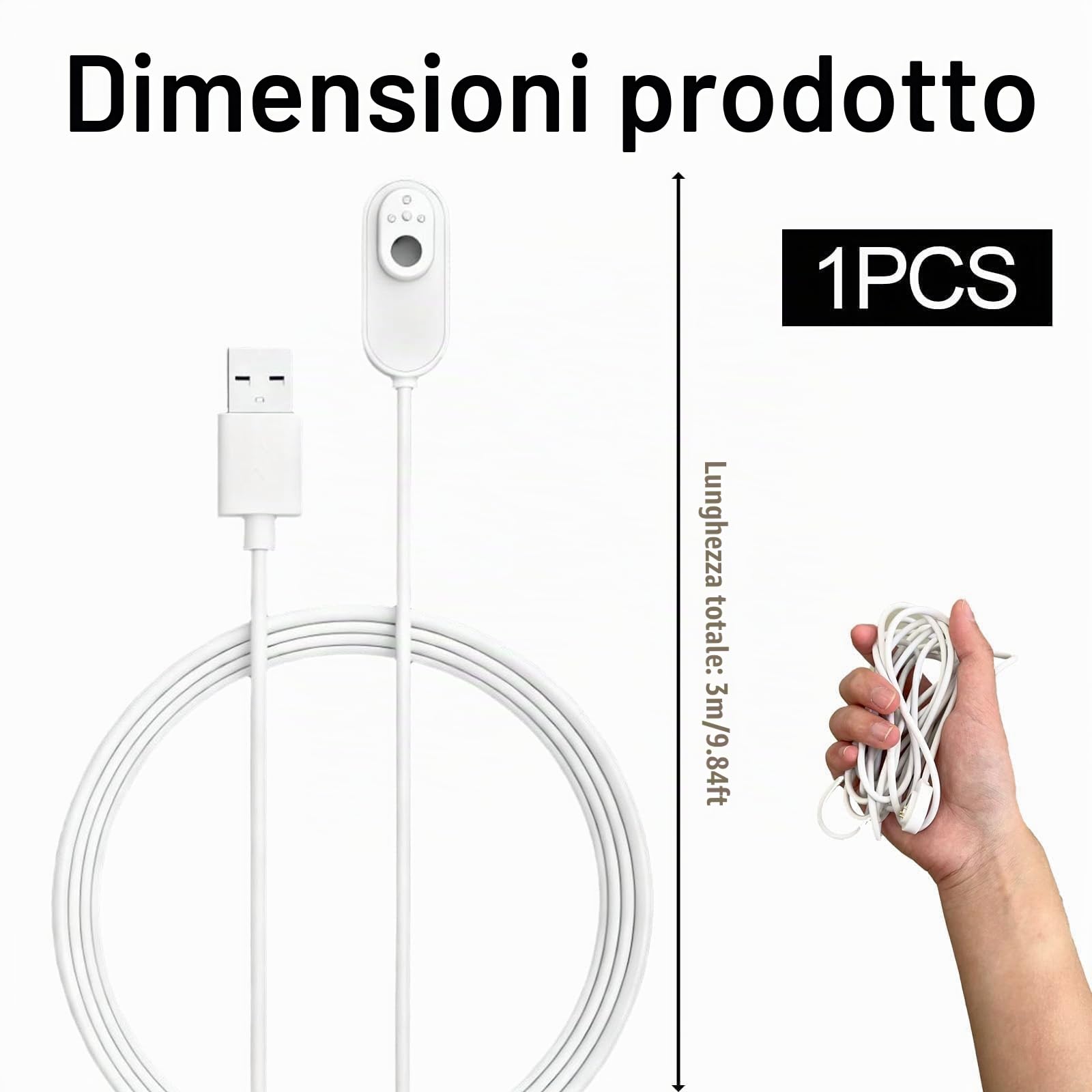 10-ft. da Esterno Cavo di Ricarica Magnetico Compatibile con Arlo Ultra 1, 2, Pro 3, 4, 5, 2K - Cavo Bianco di Alta Qualità per una Ricarica Efficiente e Sicura