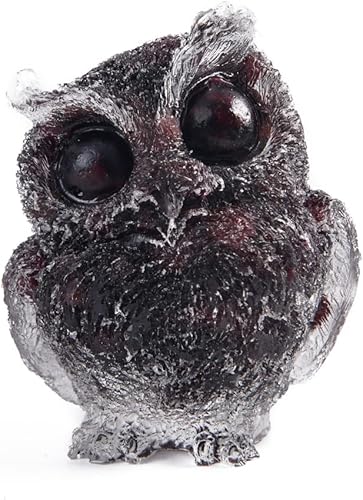 Miniatura 9 de NUZUJX Estatua de búho de 2.5 pulgadas, granate natural, piedra de ojo de tigre, figura de búho para decoración del hogar (obsidiana)