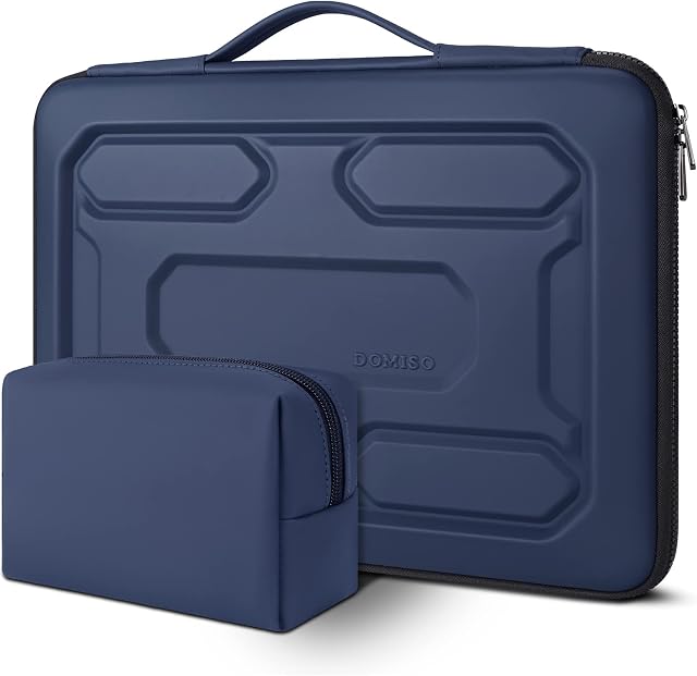 DOMISO 15.6 inch Laptop Sleeve with Pouch Shockproof Waterproof EVA Protective Case for 15.6" Yoga 720 IdeaPad 310 320 ThinkPad T570/Dell Inspiron 15/HP Envy 15/15.6" Notebooks,Dark Blue