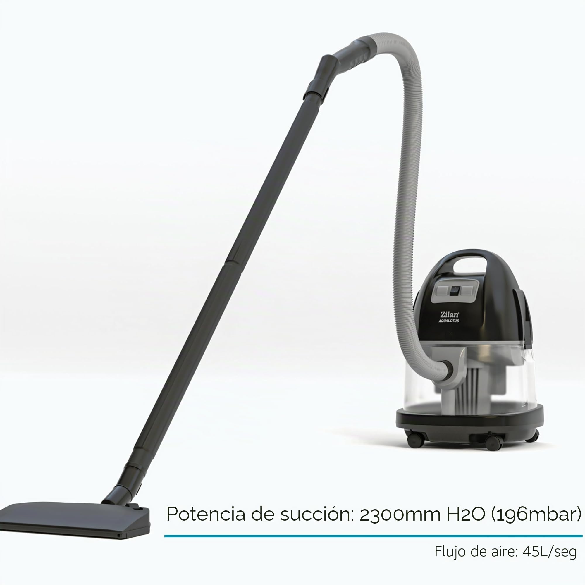 Zilan - Aspirador con filtro de agua, aspiradora de agua, sin bolsa, clase de eficiencia energética A H20, potencia de succión 2000 W, para alérgicos