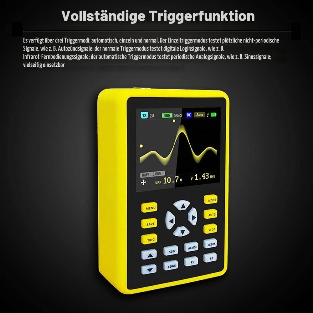 digitales Mini-Oszilloskop 2,4 "LCD-Bildschirm, tragbar, mit 100 MHz Bandbreite und 500 MS/s Abtastrate