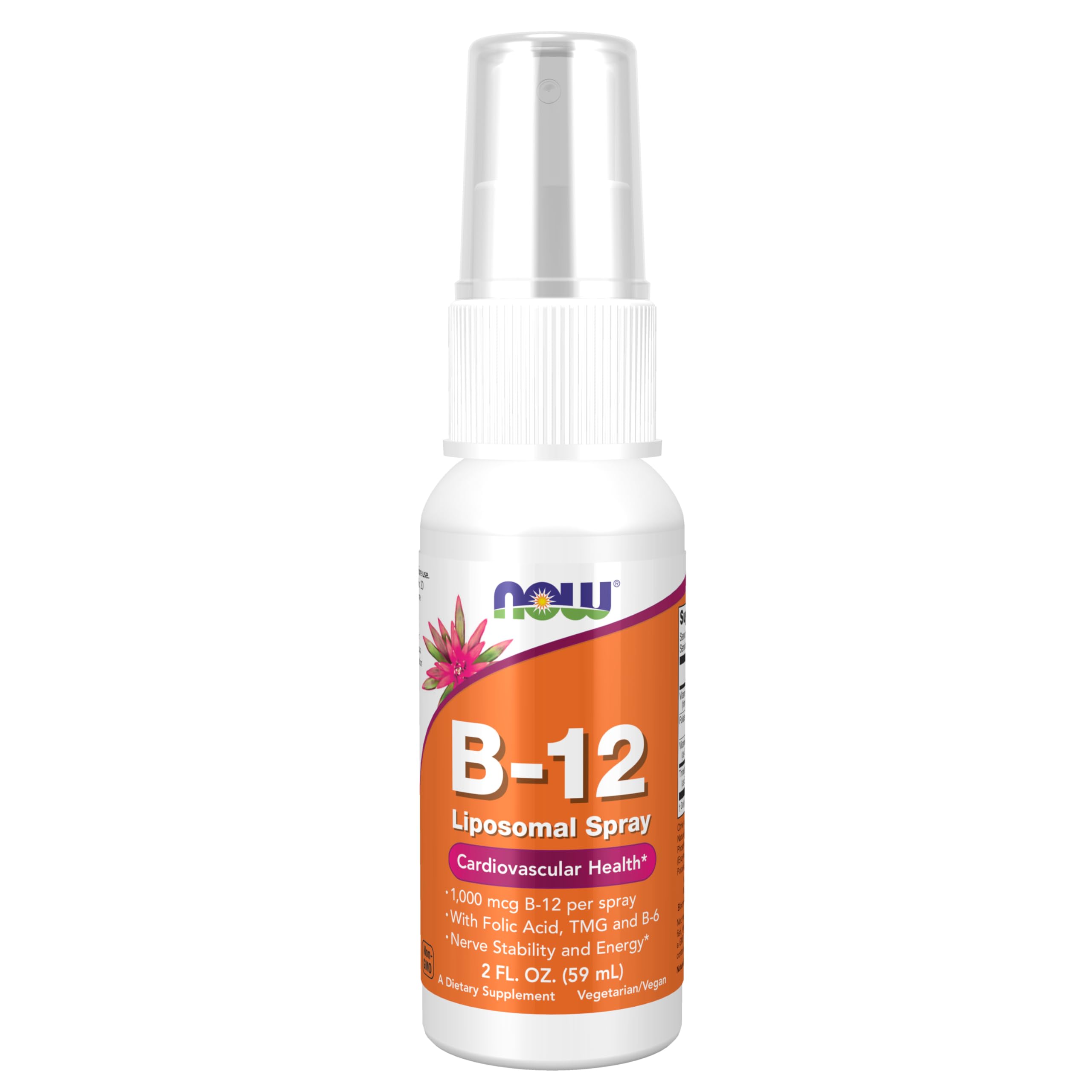 NOW Supplements, Vitamin B-12 Liposomal Spray with Folic Acid, TMG, 2 oz