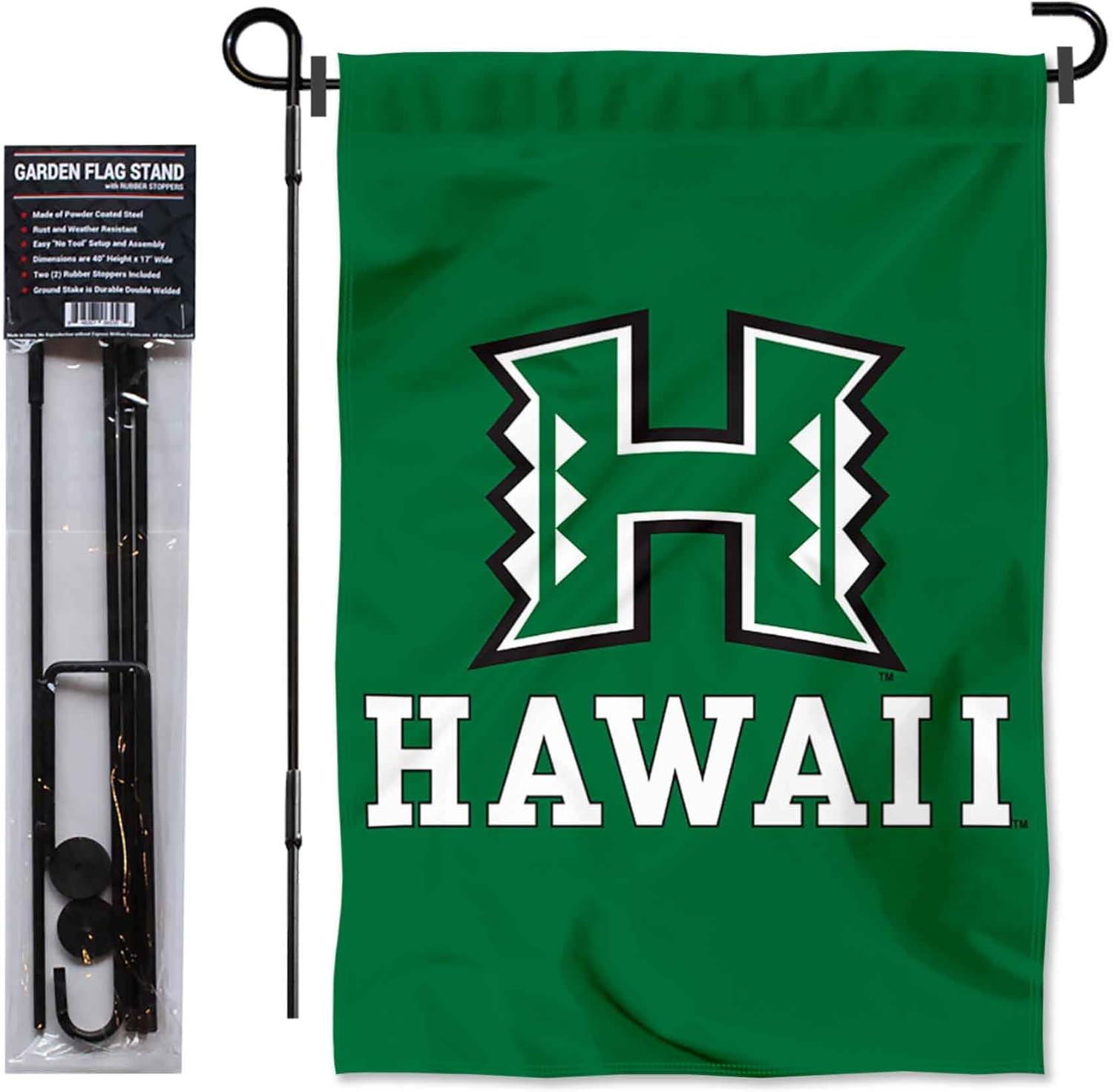 College Flags & Banners Co. University of Hawaii Garden Flag and Flag Stand Pole Holder Set
