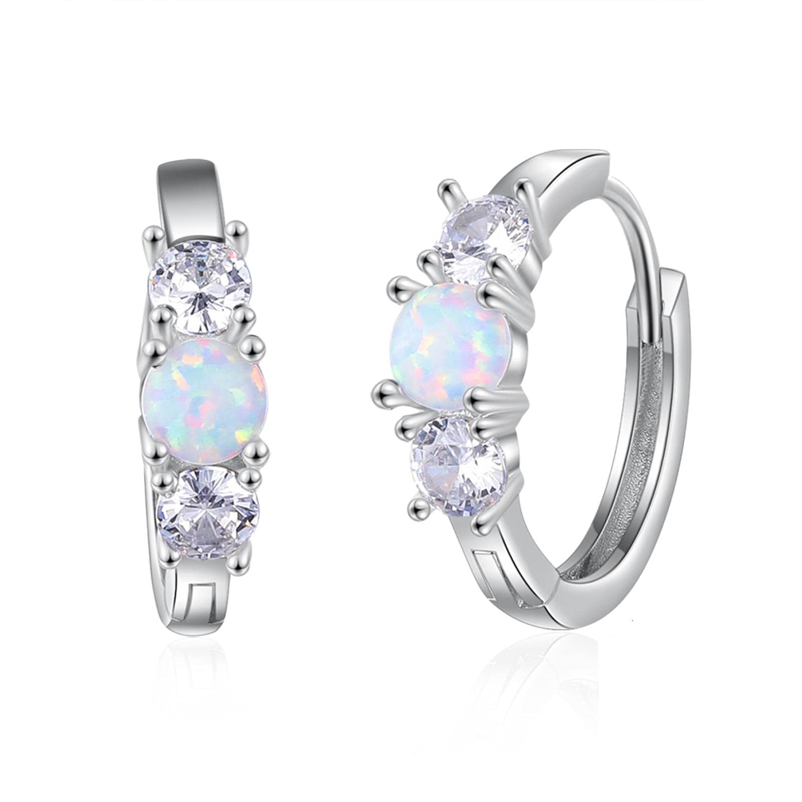 Orecchini A Lobo Donna Argento 925 Con Opale Di Fuoco Ovale 4mm - SALAN - 2