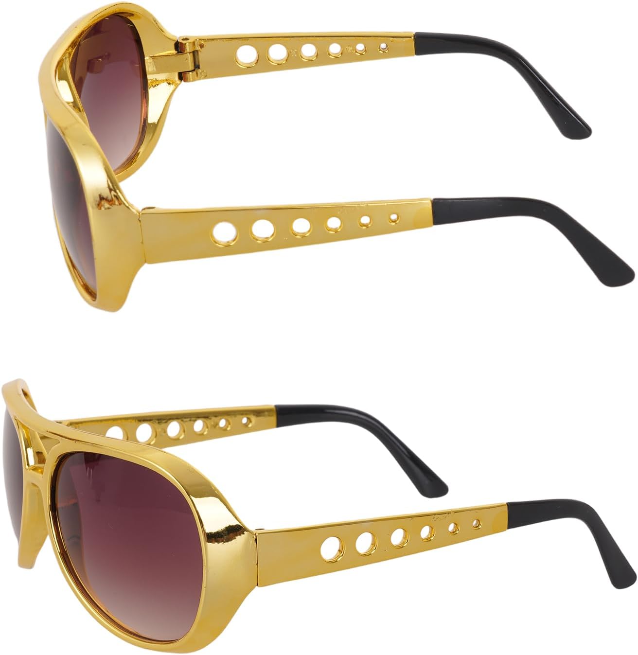 tiggell 12 pcs Disco Sunglasses 50s 60s Rock Star Cool Golden Costume Glasses for Halloween Cosplay Dress Up Christmas Birthday Party (Gold)