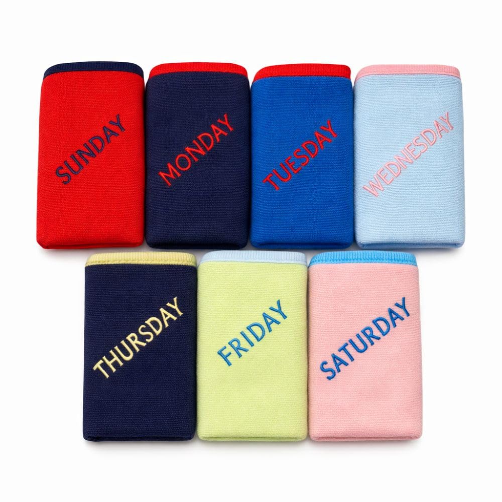 Newborn Baby Napkin Set – Pack of 7 Soft Cotton Baby Washcloths with Weekday Embroidery (Sunday to Saturday) | Ultra Soft Absorbent Hanky for Newborn Infants & Babies-image-9
