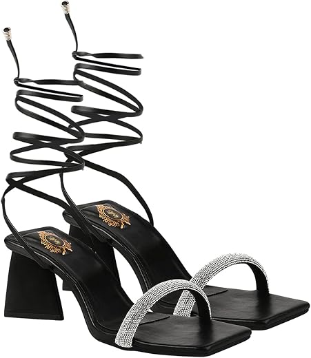 Shoetopia Women &amp; Girls Stutted Strap Heeled Sandals