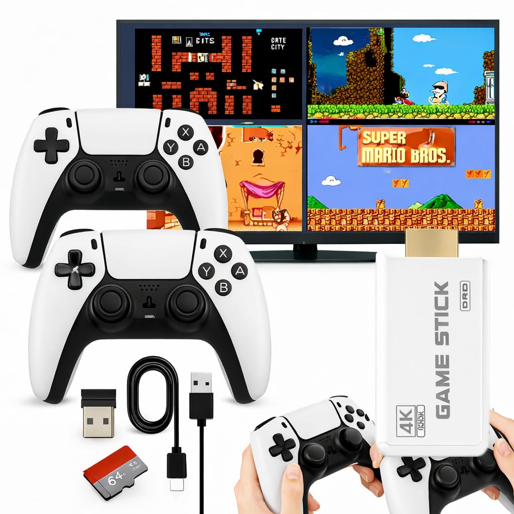 Konsola retro HDMI z 2 bezprzewodowymi kontrolerami i wbudowaną kolekcją gier