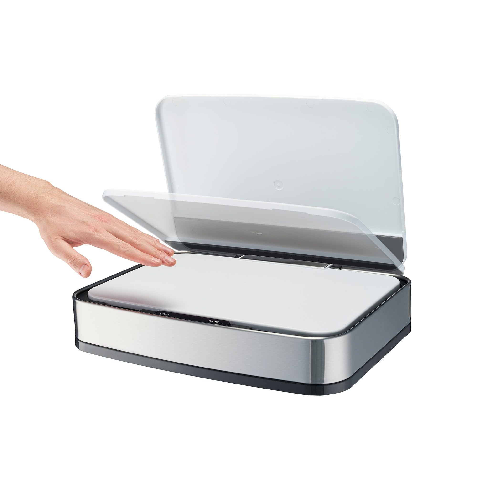 Cooks Professional White/Silver Replacement Sensor Lid For 75L Recycling Bin | Lid Only | Battery Powered |