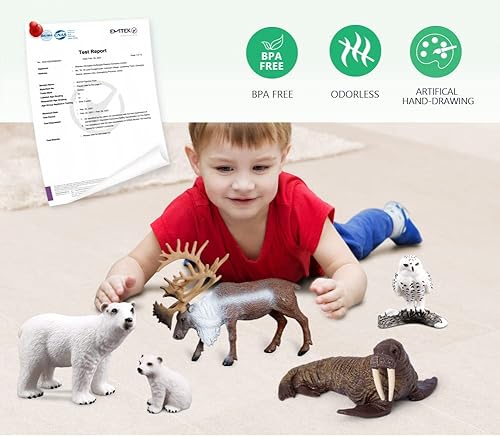 Miniatura 2 de Volnau Figuras de juguetes de criaturas marinas, 9 piezas de figuras de animales del océano del círculo ártico para niños pequeños, decoración de