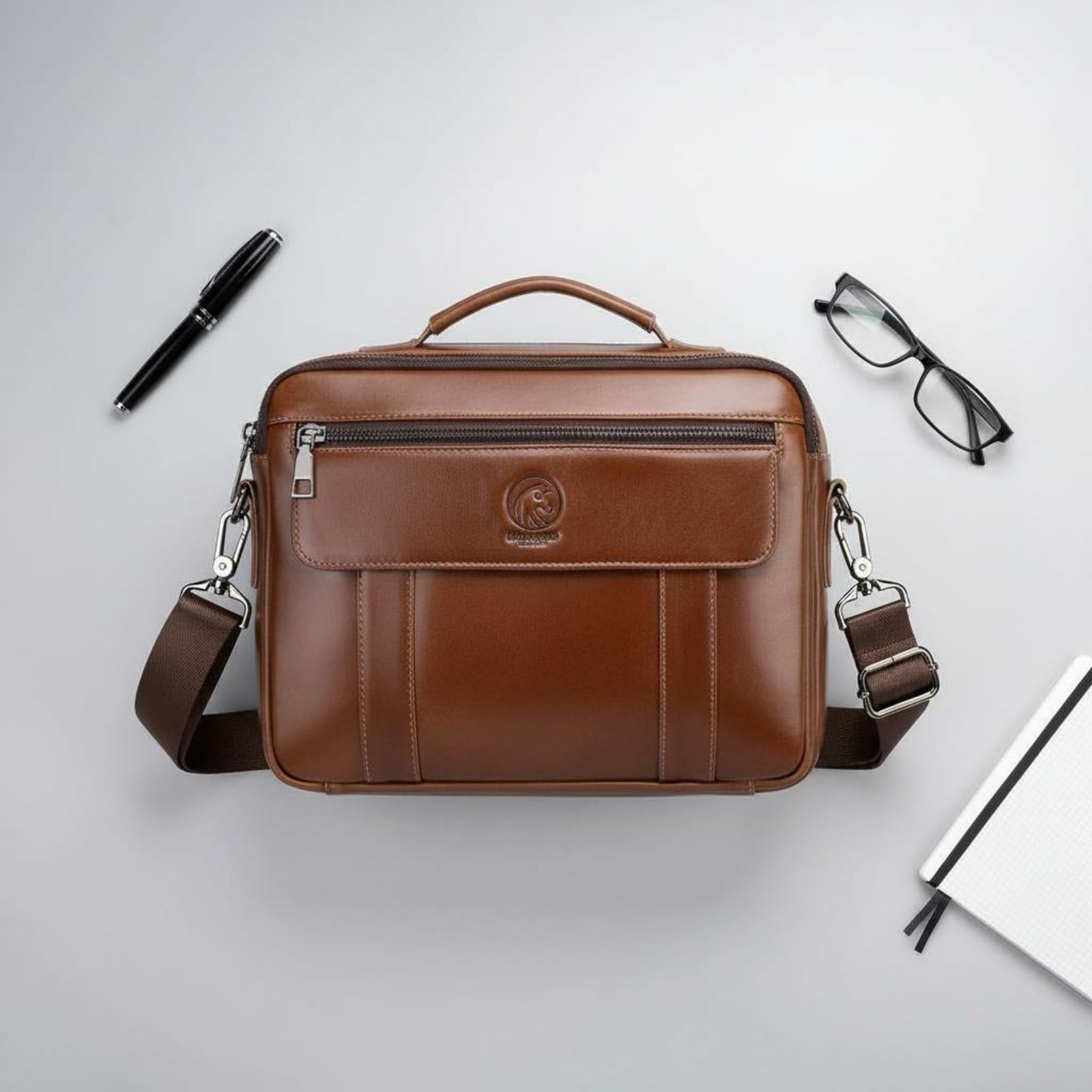 Borsa Porta PC Laptop Cartella Lavoro Valigetta Ufficio in Pelle Scomparti Multipli Tracolla Regolabile E Manico Robusto Adatta a Professionisti Pendolarismo Viaggi d'Affari Uso Quotidiano