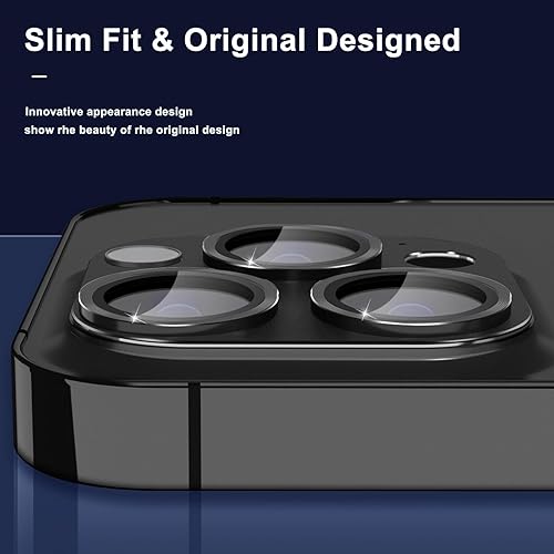 Miniatura 7 de DEERLAMN Protector de lente de cámara para iPhone 15 ProiPhone 15 Pro Max, aleación de metal mate + cubierta de vidrio templado 9H fuerte protección