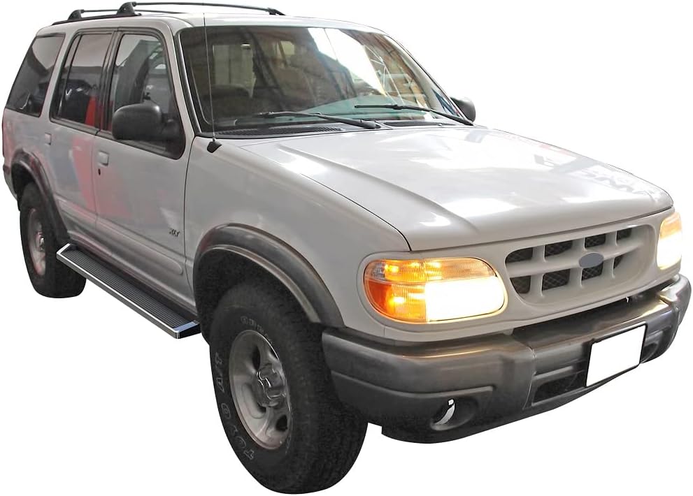 APS Running Boards (Nerf Bars Side Steps) Compatible with Ford Explorer 1995-2001 4-Door (Exclude 02 Body Style and All Sport Trim Will Not Fit with Mud Flaps) (Silver Running Board Style)