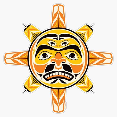 Miniatura 1 de Imán Sol en un estilo nativo americano del noroeste del Pacífico. Adhesivo magnético para parachoques de 5 pulgadas