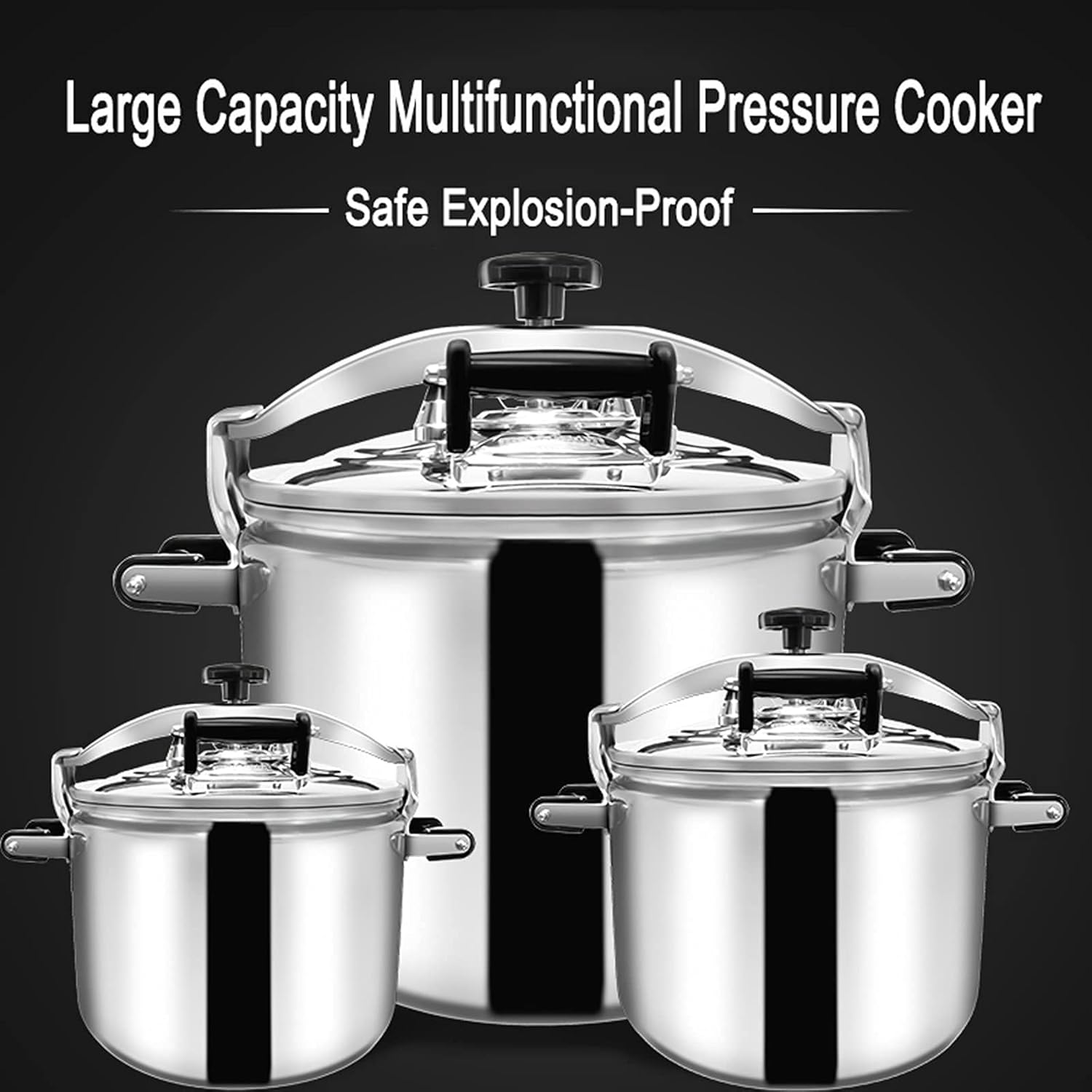 Large Capacity Stainless Steel Pressure Cooker，Commercial Explosion-Proof High High Pressure Cooking Pot Suitable for Gas Induction Cooker，Silver-22L